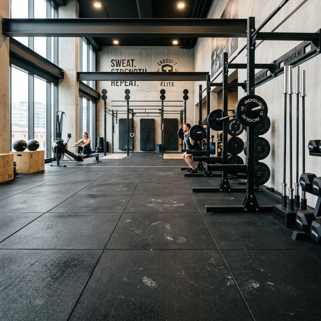 Heavy duty gym rubber flooring tiles